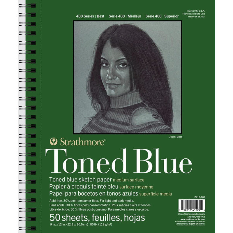 400 Series Sketch Pad, Recycled, Toned Blue, Side Wire Binding, 50 Sheet, 9x12 inch, 1 Count