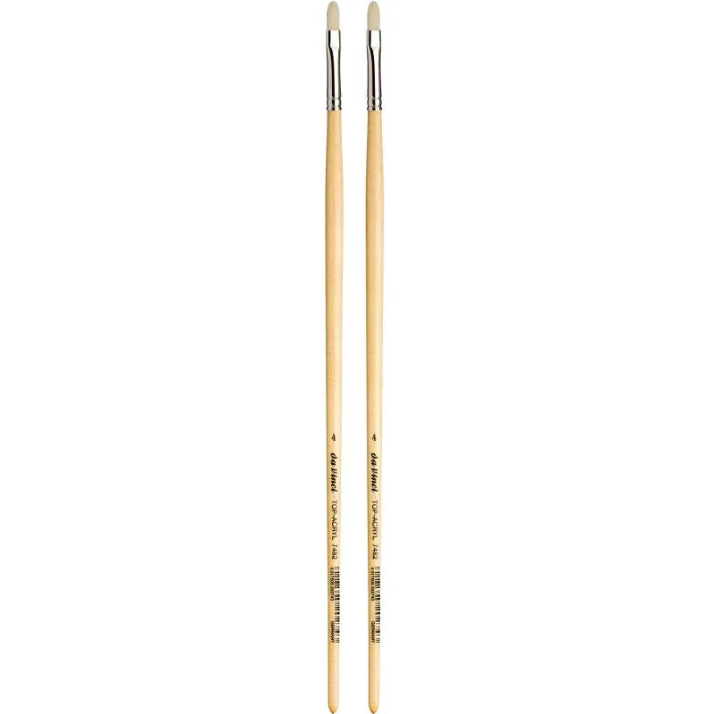 TOP-ACRYL White Brush, Synthetic, Acrylic & Oil, Filbert, Series 7482, Size 4, Pack of 2