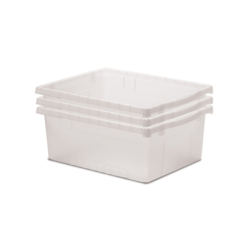 Clear Large Open Storage Tubs, Set of 3