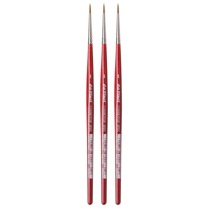 COSMOTOP-SPIN Silkpainting Brush, Synthetic, Watercolor, Round, Size 1, Pack of 3