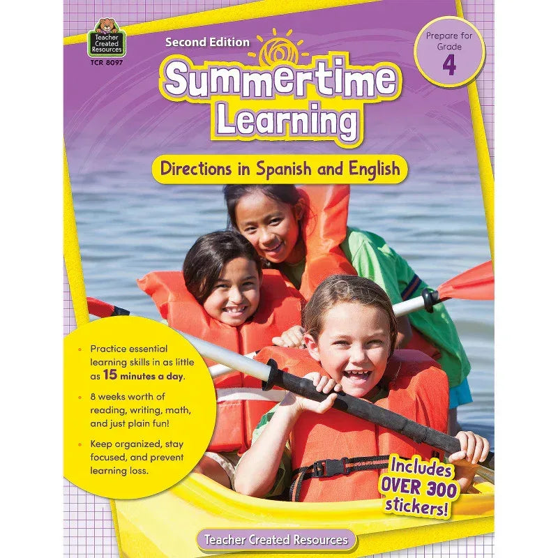 Summertime Learning: English and Spanish Directions, Grade 4 Second Edition (Prep)