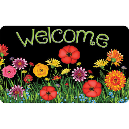 Ashley Productions The Original Fun Mat, Welcome Mat, 18" x 30", Wildflowers Welcome (ASH91301)