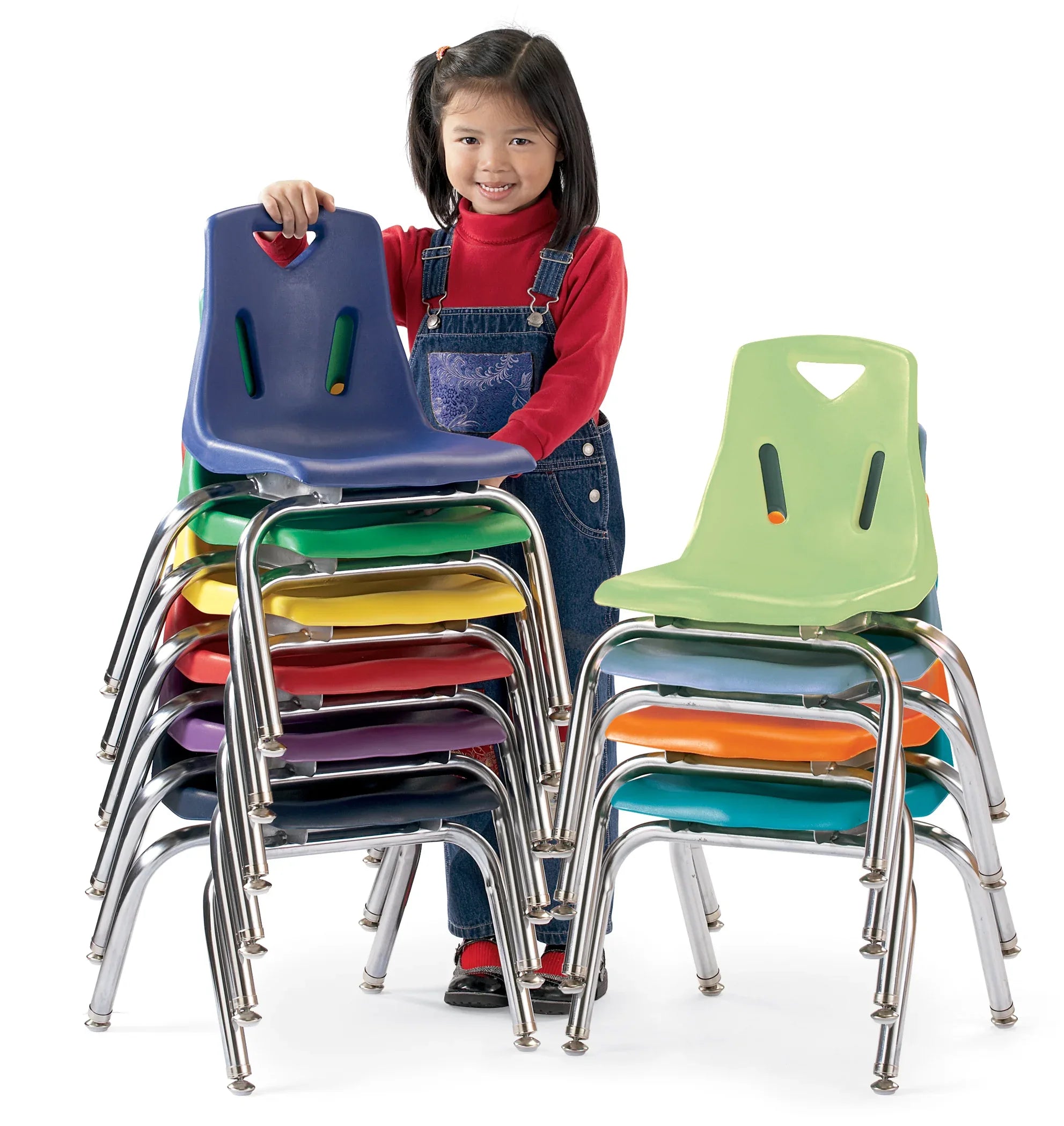 Berries® Stacking Chair with Chrome-Plated Legs - 10" Ht - Coastal Blue