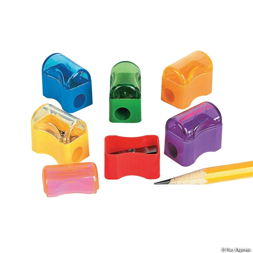 Bulk Bright Pencil Sharpeners with Caps- 1" (72/Pack)