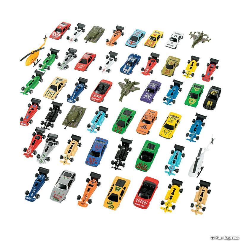 Bulk Mega Plastic Car Assortment, 50 per pkg.