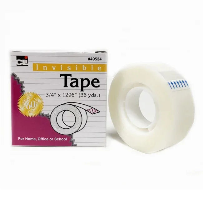 Charles Leonard Invisible Tape, 3/4 Inch Wide x 1296 Inches Long, 1 Inch Core, 1 Roll/Box