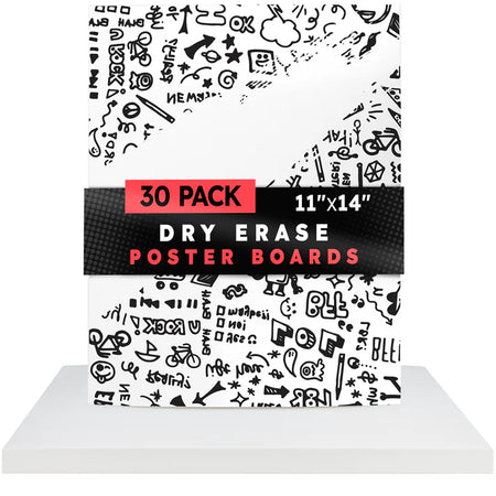 Hygloss Dry Erase Poster Boards - Pack of 30 Sheets, 11" x 14" - Sturdy 14 pt. thickness, (HYG87225)