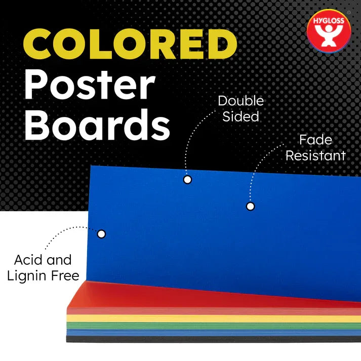Colored Poster Board 2-SIDED (Railroad Board) 11" X 14" 12 pt. thickness - 25/pkg. (HYG87215)