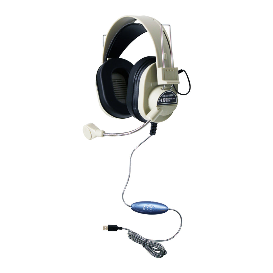 HamiltonBuhl Deluxe USB Headset with Gooseneck Microphone