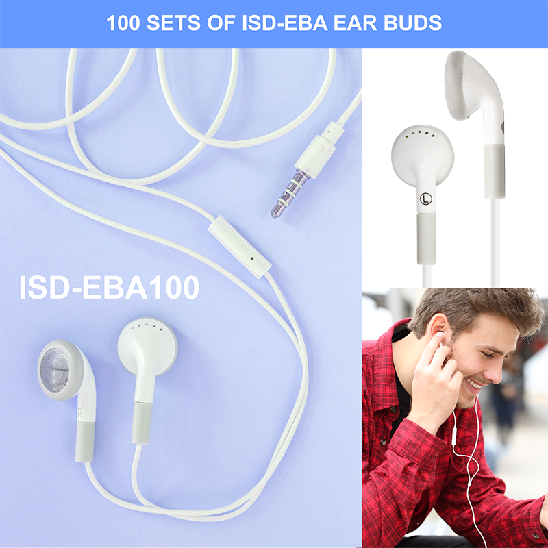 HamiltonBuhl® Ear Buds with In-Line Microphone – Qty. 100