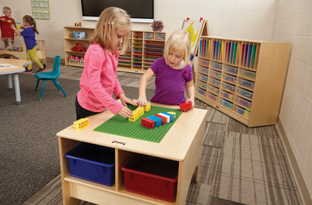 Jonti-Craft® KYDZ Building Table - Preschool Brick Compatible - with Clear Tubs