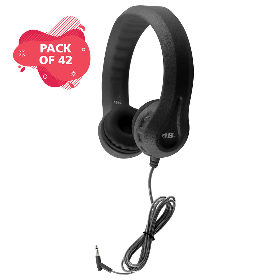 HamiltonBuhl Flex-Phones™ Foam Headphones – BLACK - 42 Pack