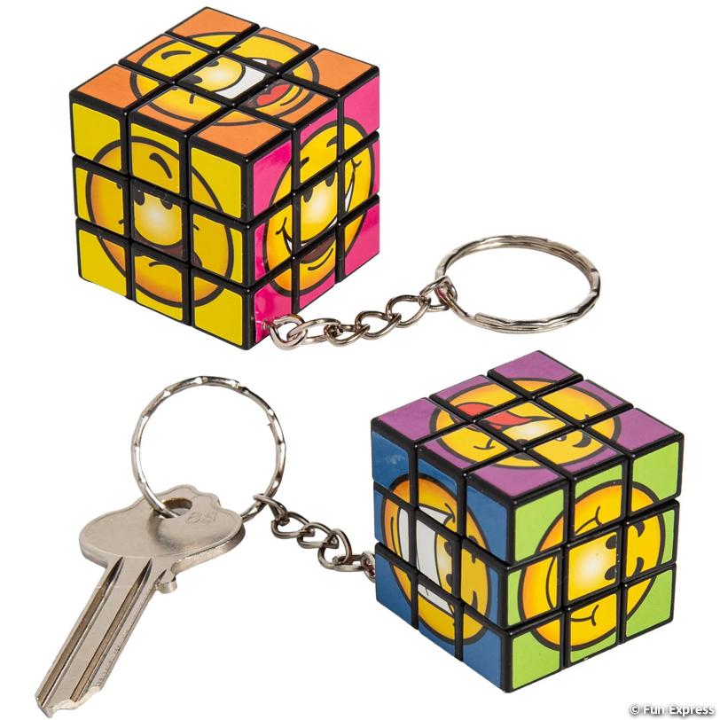 Mini Fun Silly Face Magic Puzzle Cube Keychains - 10/PKG