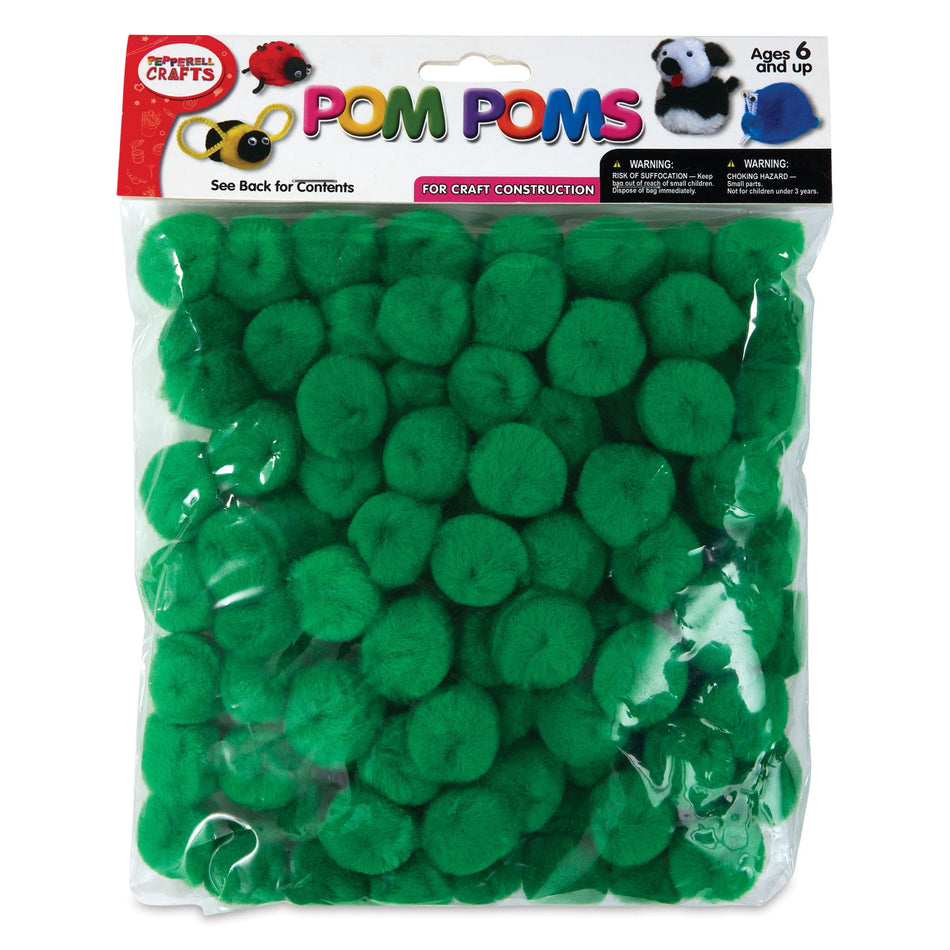 Craft Acrylic Pom Poms - Pkg of 100, 1", Kelly Green, (243GR)