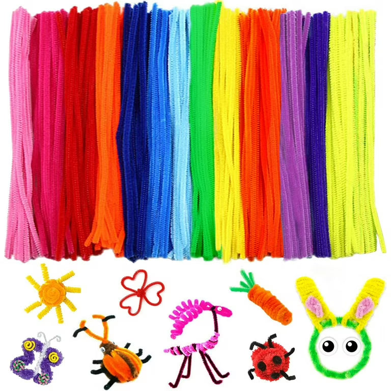 Chenille Stems Pipe Cleaners 12 Inch x 6mm 100-Piece 10 Colors Assortment
