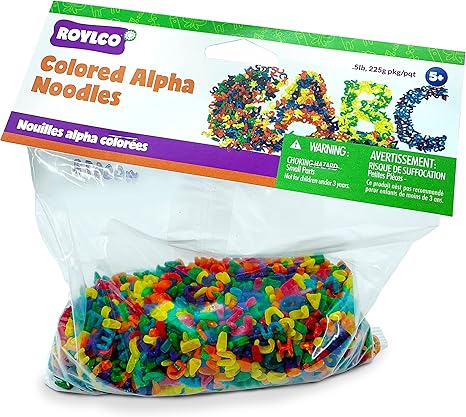Roylco Colored Alpha Noodles, 1/2 Lb Box R2112