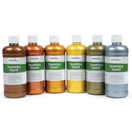 Metallic Tempera Paint Assortment 8-Ounce, Set of 6 colors