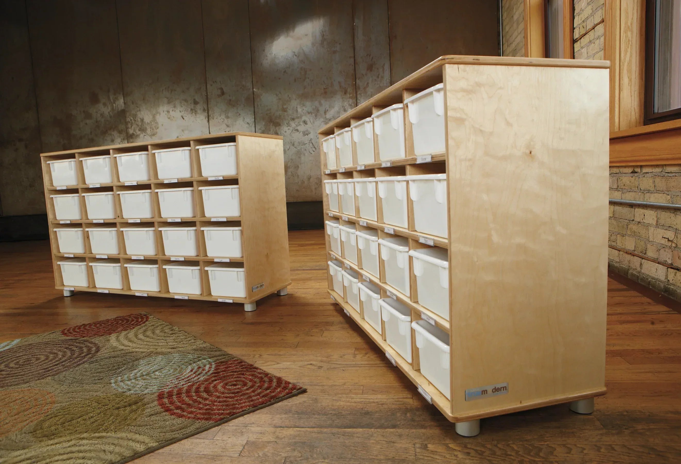 TrueModern® Twenty-Cubbie Shelf - with White Cubbie-Trays