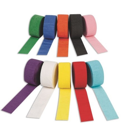 Crepe Paper Streamers- 1-3/4" x 81' 10 Solid Colors