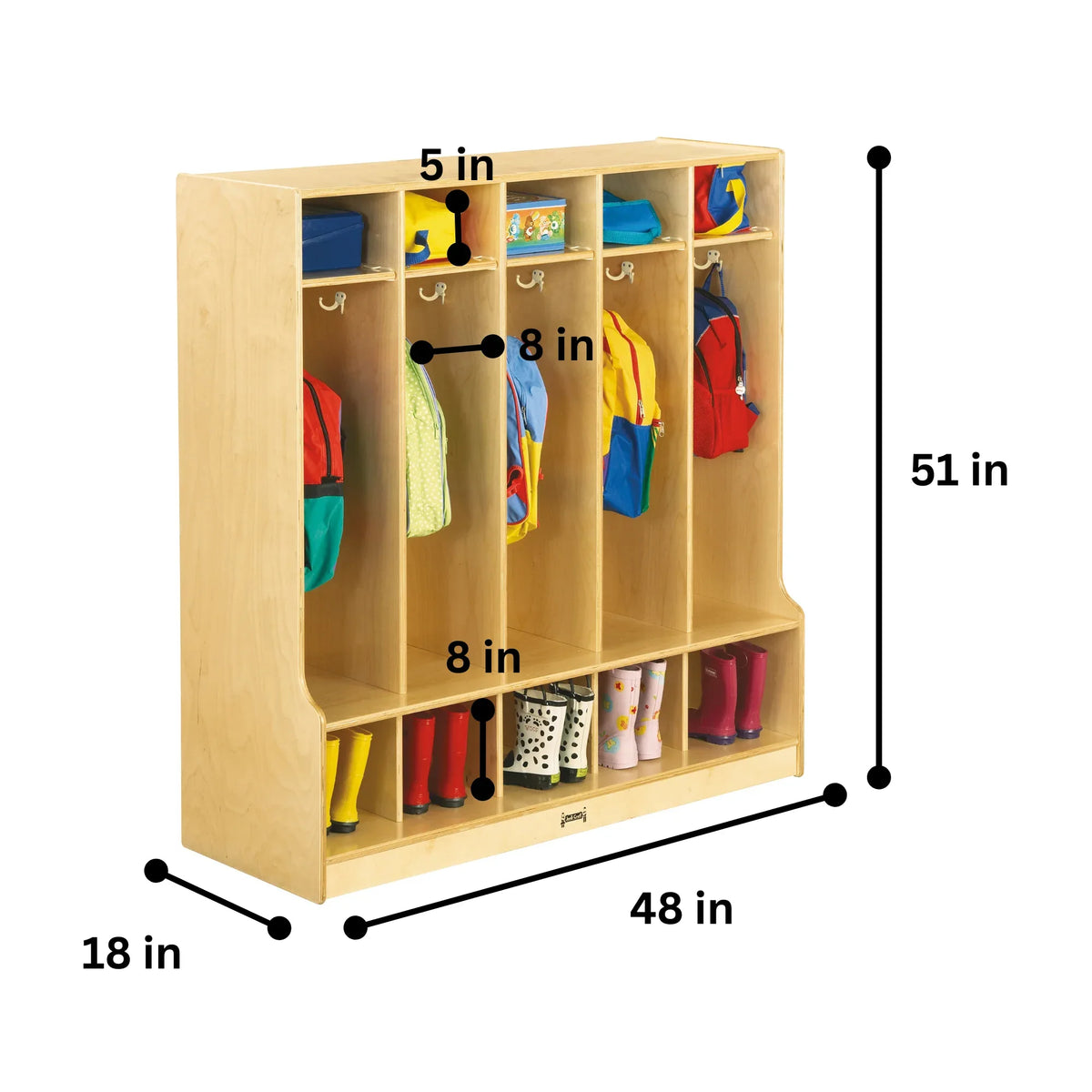 Jonti-Craft® 5 Section Coat Locker with Step