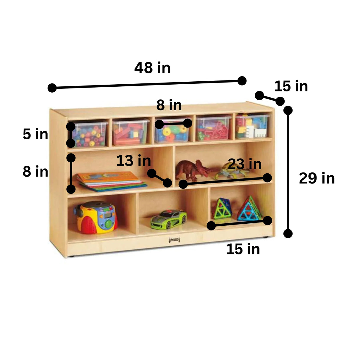 Jonti-Craft® Low Combo Mobile Storage Unit - with Clear Bins