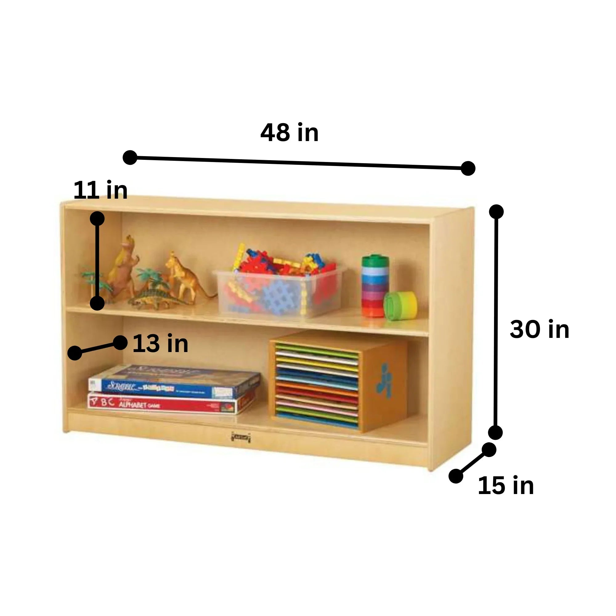 Jonti-Craft® Low Mobile Straight-Shelf - See-Thru Back
