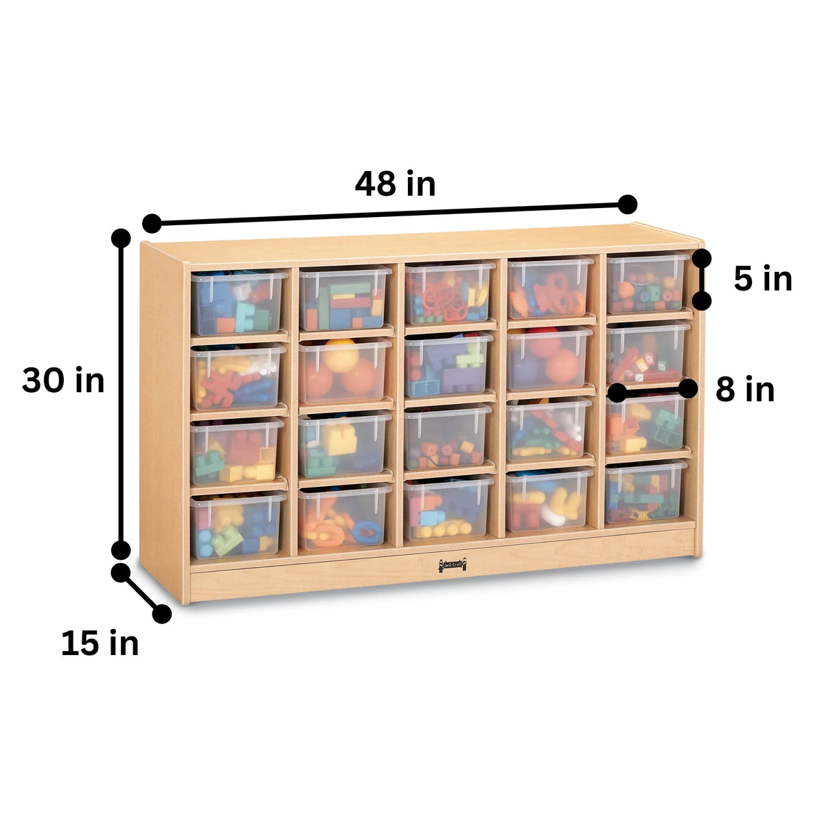Jonti-Craft® 20 Cubbie-Tray Mobile Storage - with Clear Trays - Plywood Back