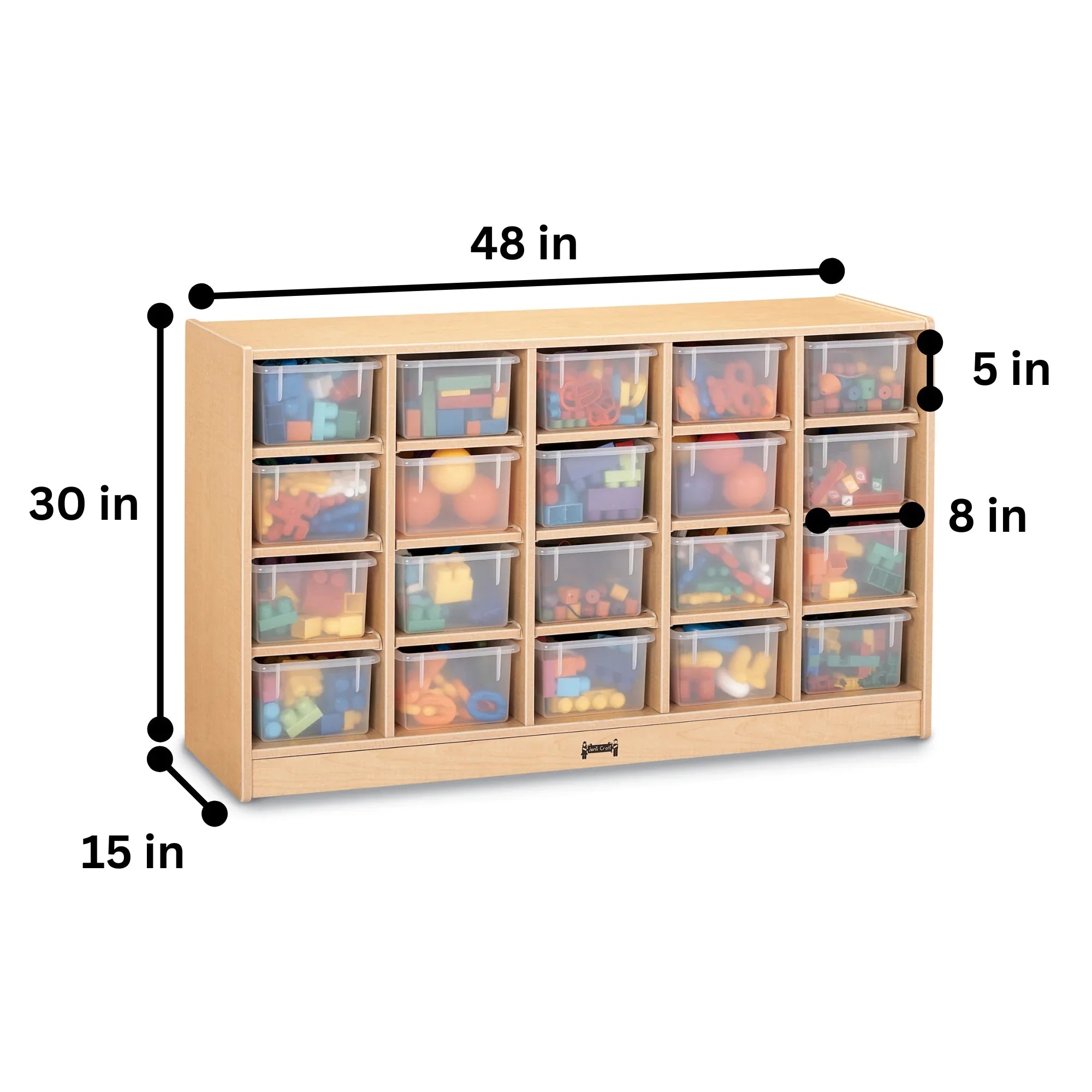 Jonti-Craft® 20 Cubbie-Tray Mobile Storage - with Clear Trays - Plywood Back