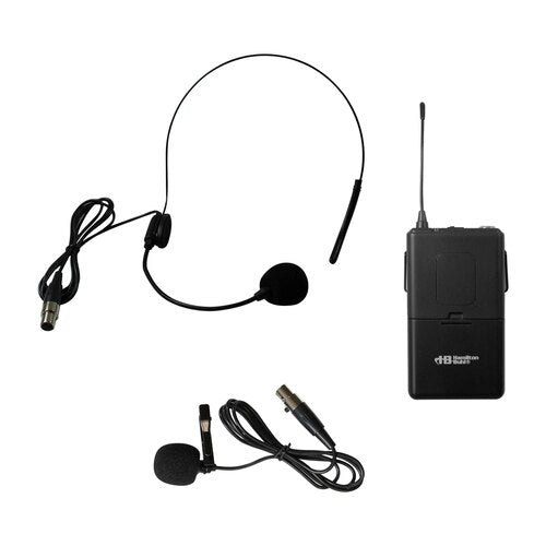 HamiltonBuhl VENU100A Belt Pack with Lapel Mic and Head-Worn Mic, Frequency 918.70 MHz