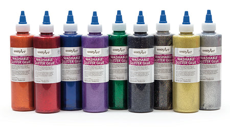 Handy Art Washable Glitter Glue Assorted Colors Multi- Set of 8