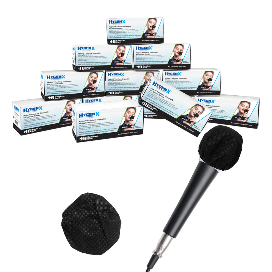 Hygenx Sanitary, Disposable Microphone Covers - Black, Master Carton, 12 boxes of 100