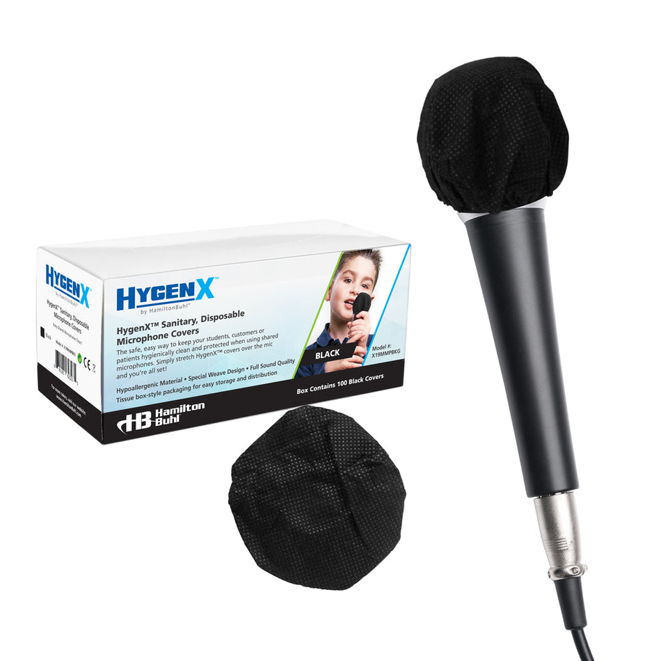 Hygenx Sanitary, Disposable Microphone Covers - Black, Box of 100
