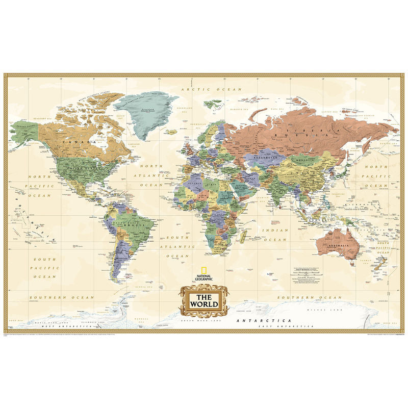 World Explorer Executive Laminated Wall Map, Poster Size, 36 x 24 Inches