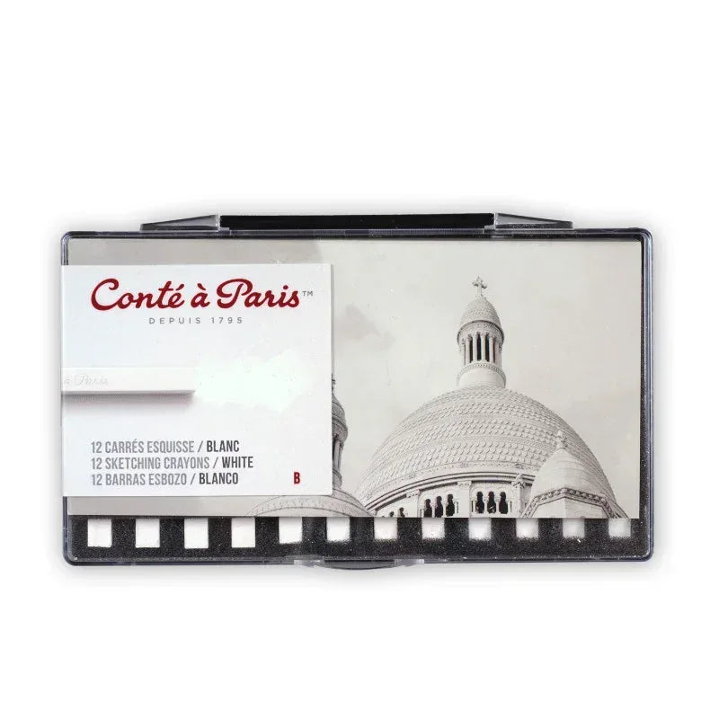 Carrés Esquisse Sketching Pastel Crayons, White B, Set of 12