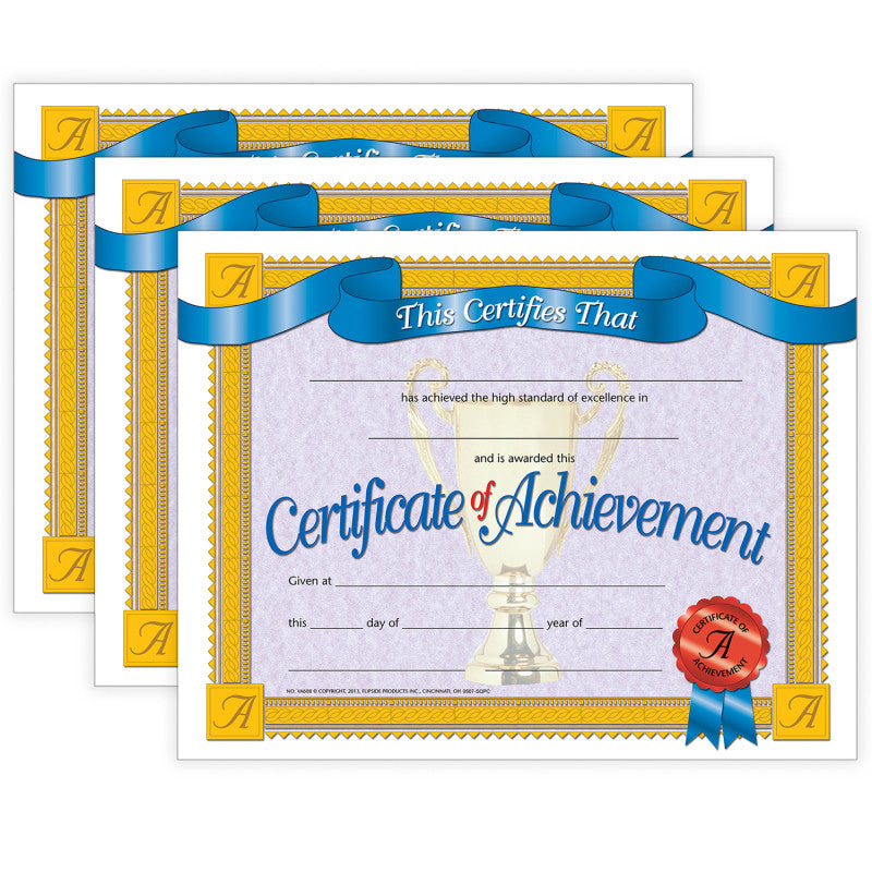 Certificate of Achievement, 30 Per Pack, 3 Packs