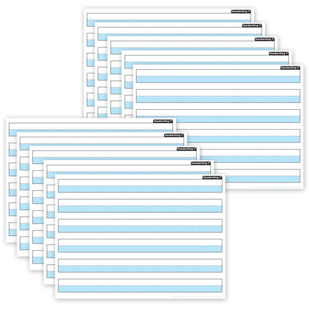 Smart Poly&reg; PosterMat Pals&trade; Space Savers, 13" x 9-1/2", 1" Handwriting Highlighted Blue, Pack of 10