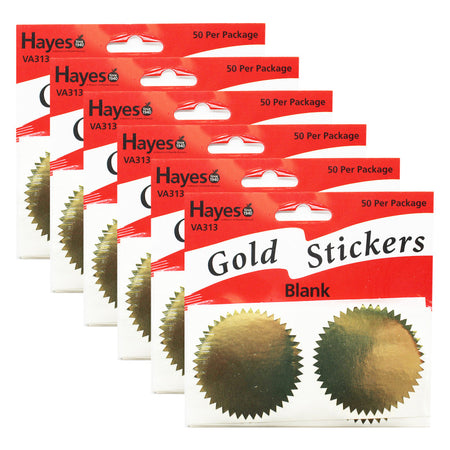 Blank 2" Gold Certificate Seals, 50 Per Pack, 6 Packs