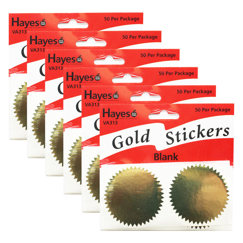Blank 2" Gold Certificate Seals, 50 Per Pack, 6 Packs