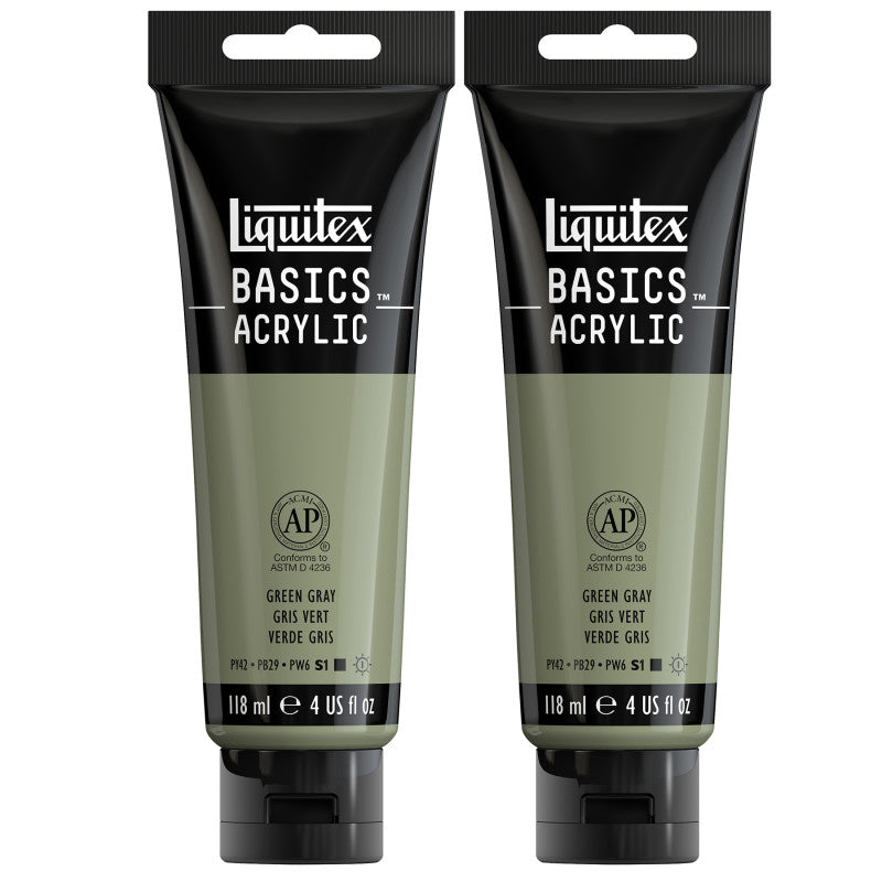 BASICS Acrylic Paint, 118 mL Tube, Green Gray, Pack of 2