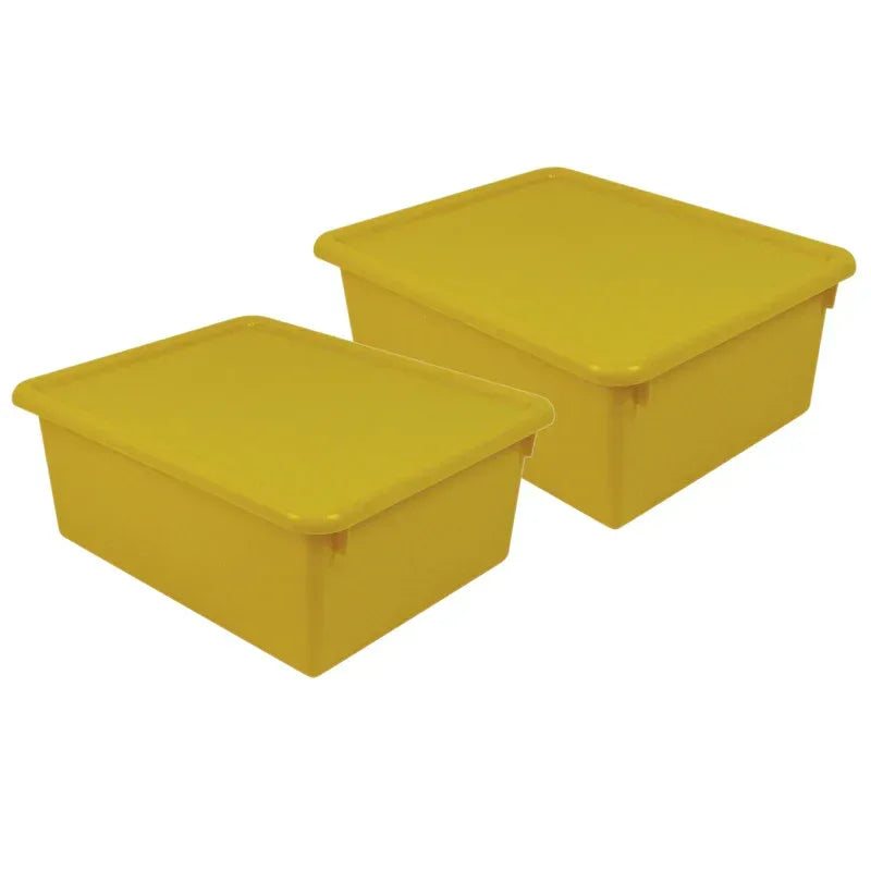 Stowaway&reg; 5" Letter Box with Lid, Yellow, Pack of 2