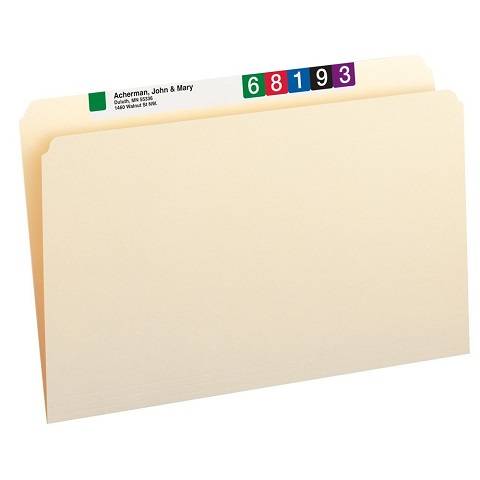 File Folders, Straight-Cut Tab, Legal Size, Manila, 100 Per Box