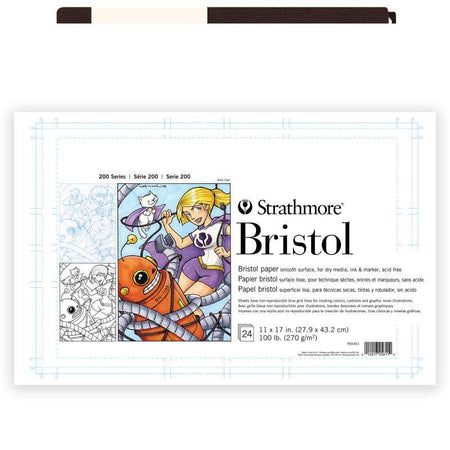 200 Series Bristol Paper Pad, Tape Binding, 24 Sheet, 11x17 inch, 1 Count