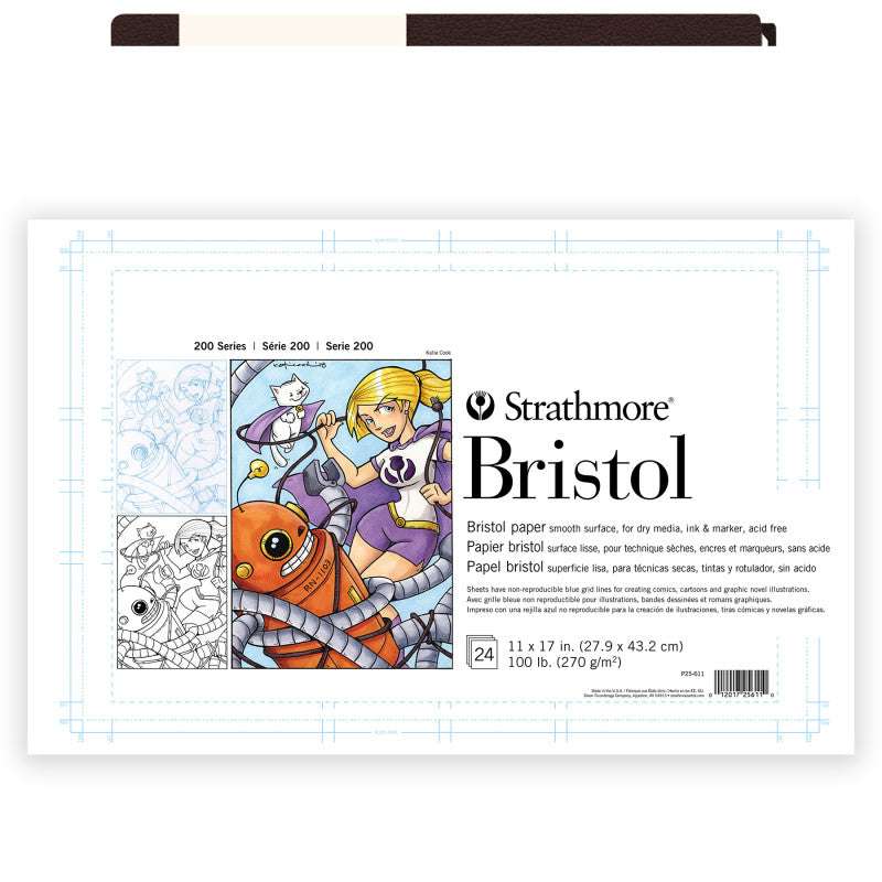 200 Series Bristol Paper Pad, Tape Binding, 24 Sheet, 11x17 inch, 1 Count