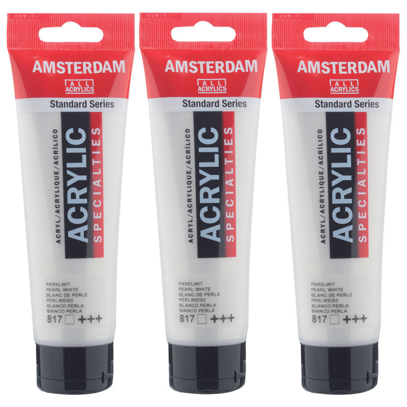 Standard Acrylic Paint, 120ml, Pearl White 817, Pack of 3