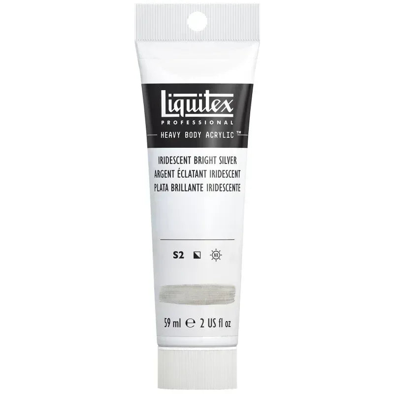 Professional Heavy Body Acrylic Paint, 59 mL Tube, Iridescent Bright Silver