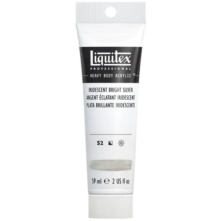 Professional Heavy Body Acrylic Paint, 59 mL Tube, Iridescent Bright Silver