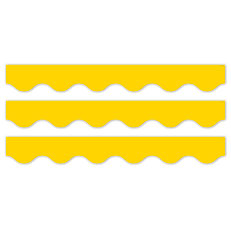 Core Decor Yellow Wavy EZ Border, Bulletin Board Border, 48 Feet Per Pack, 3 Packs