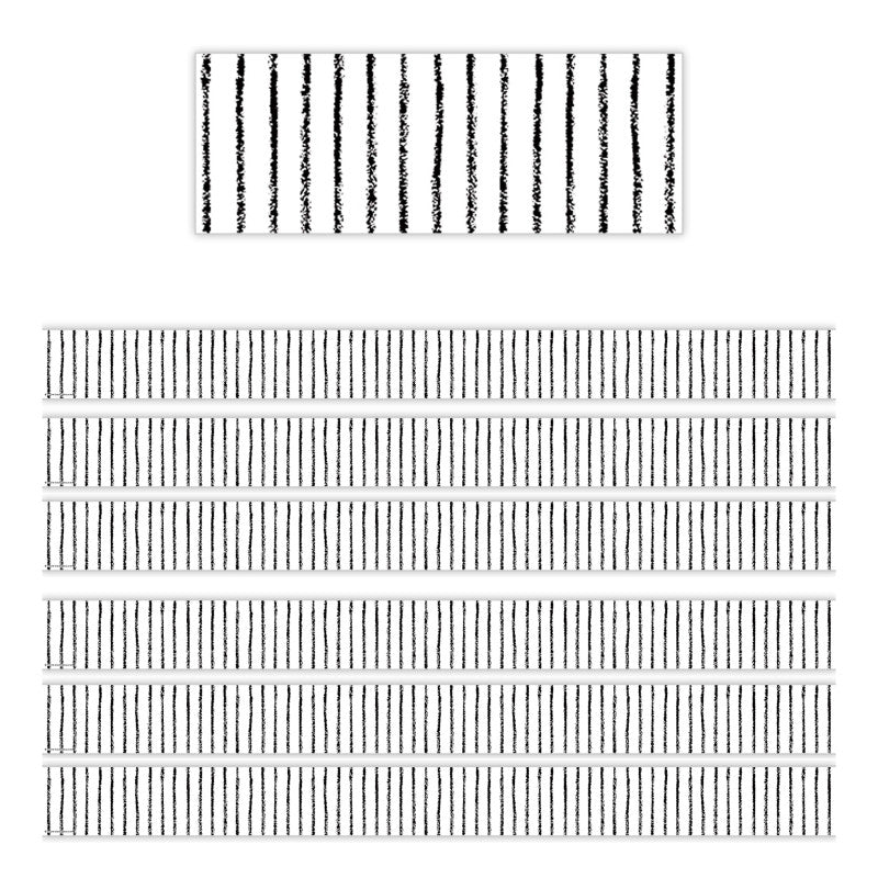 White With Black Pinstripes Straight Border Trim, 35 Feet Per Pack, 6 Packs