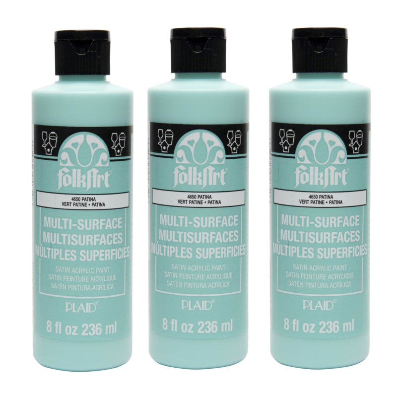 Acrylic Paint Multi-Surface Satin, 8oz., Patina, Pack of 3