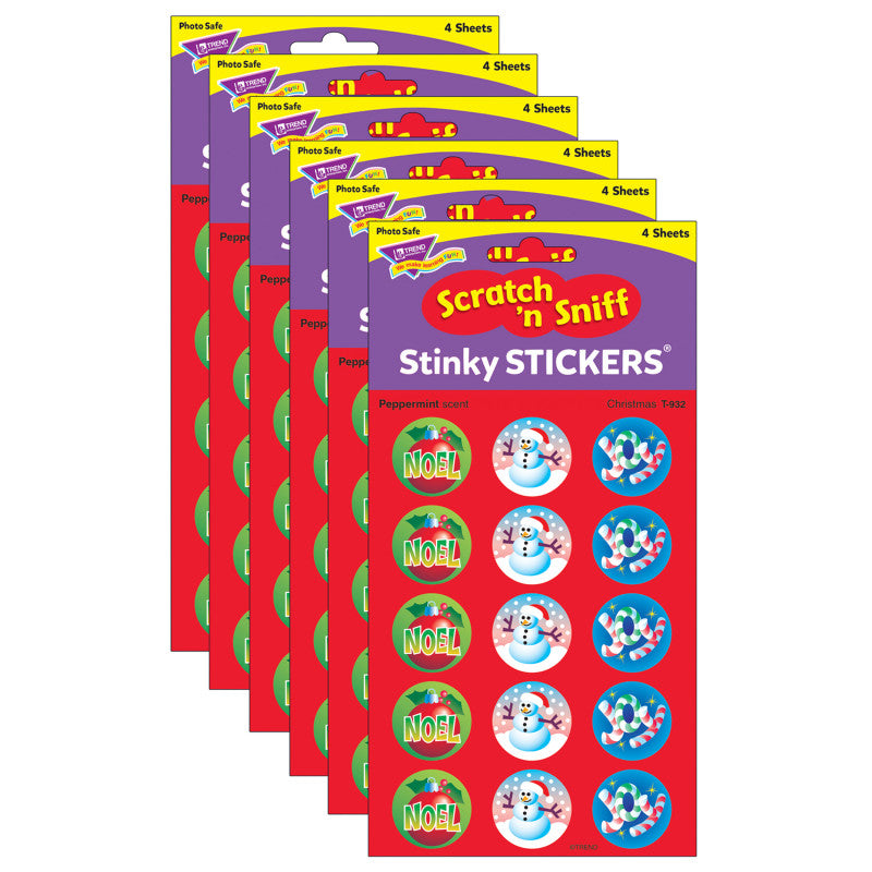 Christmas/Peppermint Stinky Stickers&reg;, 60 Per Pack, 6 Packs